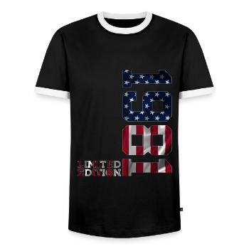 ÉDITION LIMITÉE 1981 USA 45E ANNIVERSAIRE - T-shirt contrasté Homme - noir/blanc - Devant - AI Model Female 172 light (172cm) & AI Model Male 178 light (178cm)