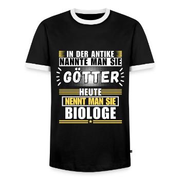 Götter in der Antike. Heute Biologe - Männer Kontrast-T-Shirt - Schwarz/Weiß - Vorne - AI Model Female 172 light (172cm) & AI Model Male 178 light (178cm)