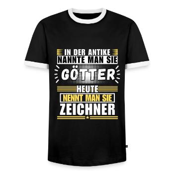 Dieux dans l'Antiquité. Aujourd'hui dessinateur - T-shirt contrasté Homme - noir/blanc - Devant - AI Model Female 172 light (172cm) & AI Model Male 178 light (178cm)