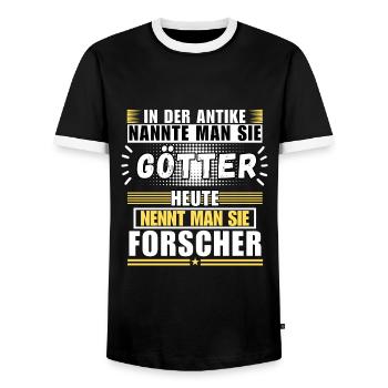 Dieux dans l'Antiquité. Aujourd'hui chercheur - T-shirt contrasté Homme - noir/blanc - Devant - AI Model Female 172 light (172cm) & AI Model Male 178 light (178cm)