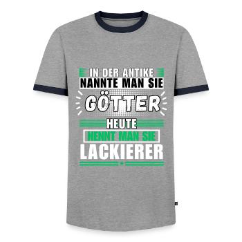 Götter in der Antike. Heute Lackierer - Männer Kontrast-T-Shirt - Grau/Navy  - Vorne - AI Model Female 172 light (172cm) & AI Model Male 178 light (178cm)