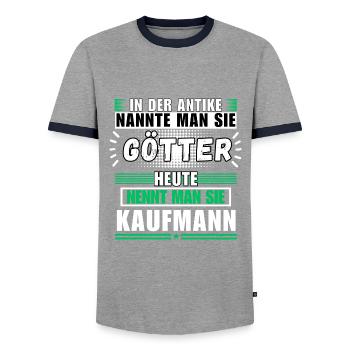 Les dieux dans l’Antiquité. Aujourd’hui homme d’affaires - T-shirt contrasté Homme - gris/marine  - Devant - AI Model Female 172 light (172cm) & AI Model Male 178 light (178cm)