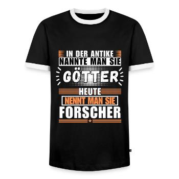 Les dieux dans l’Antiquité. Les chercheurs d’aujourd’hui - T-shirt contrasté Homme - noir/blanc - Devant - AI Model Female 172 light (172cm) & AI Model Male 178 light (178cm)
