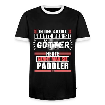 Gods in Antiquity. Today's Paddlers - Men's Ringer Shirt - black/white - Front - AI Model Female 172 light (172cm) & AI Model Male 178 light (178cm)