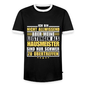 Unsurpassed performance as a caretaker - Men's Ringer Shirt - black/white - Front - AI Model Female 172 light (172cm) & AI Model Male 178 light (178cm)