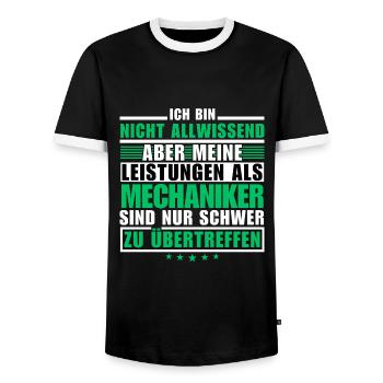 Unmatched performance as a mechanic - Men's Ringer Shirt - black/white - Front - AI Model Female 172 light (172cm) & AI Model Male 178 light (178cm)