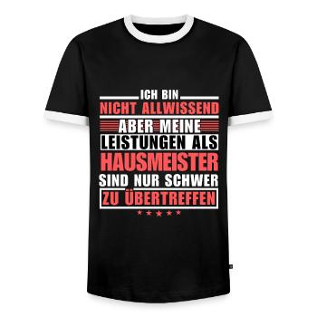 Unsurpassed performance as a caretaker - Men's Ringer Shirt - black/white - Front - AI Model Female 172 light (172cm) & AI Model Male 178 light (178cm)