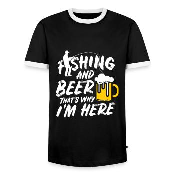 Fishing and Beer That's Why I Am Here - Men's Ringer Shirt - black/white - Front - AI Model Female 172 light (172cm) & AI Model Male 178 light (178cm)