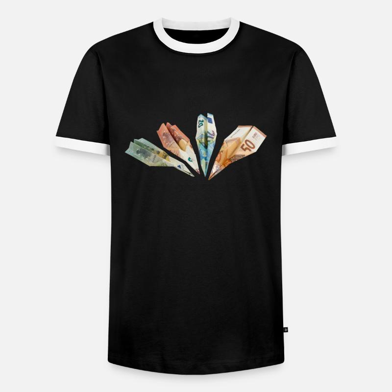 Geldscheine - Männer Kontrast-T-Shirt - Schwarz/Weiß