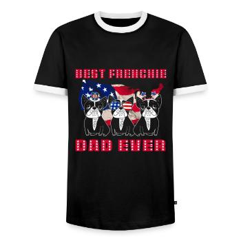 Best Frenchie Dad Ever French Bulldog Papa - Men's Ringer Shirt - black/white - Front - AI Model Female 172 light (172cm) & AI Model Male 178 light (178cm)