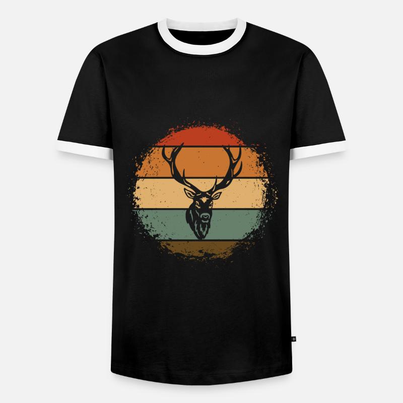 Hirsch - Männer Kontrast-T-Shirt - Schwarz/Weiß