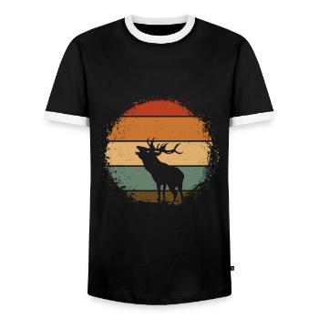 Hirsch - Männer Kontrast-T-Shirt - Schwarz/Weiß - Vorne - AI Model Female 172 light (172cm) & AI Model Male 178 light (178cm)
