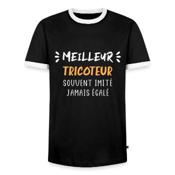 Meilleur Tricoteur - T-shirt contrasté Homme - noir/blanc - Devant - AI Model Female 172 light (172cm) & AI Model Male 178 light (178cm)