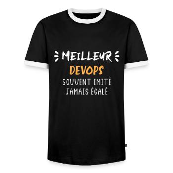 Souvent imité jamais égalé meilleur devops - T-shirt contrasté Homme - noir/blanc - Devant - AI Model Female 172 light (172cm) & AI Model Male 178 light (178cm)