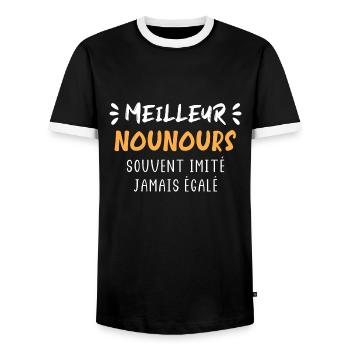 nounours - T-shirt contrasté Homme - noir/blanc - Devant - AI Model Female 172 light (172cm) & AI Model Male 178 light (178cm)