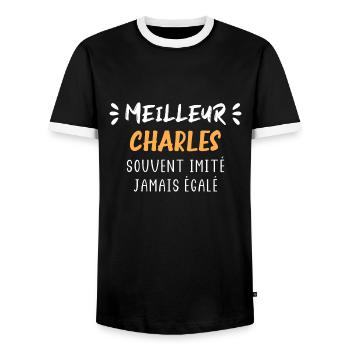 Charles - T-shirt contrasté Homme - noir/blanc - Devant - AI Model Female 172 light (172cm) & AI Model Male 178 light (178cm)