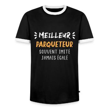 Meilleur Parqueteur - T-shirt contrasté Homme - noir/blanc - Devant - AI Model Female 172 light (172cm) & AI Model Male 178 light (178cm)