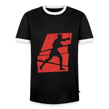 Kickboxing - Men's Ringer Shirt - black/white - Front - AI Model Female 172 light (172cm) & AI Model Male 178 light (178cm)