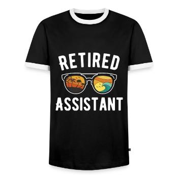 Assistant on the beach: ultimate relaxation - Men's Ringer Shirt - black/white - Front - AI Model Female 172 light (172cm) & AI Model Male 178 light (178cm)