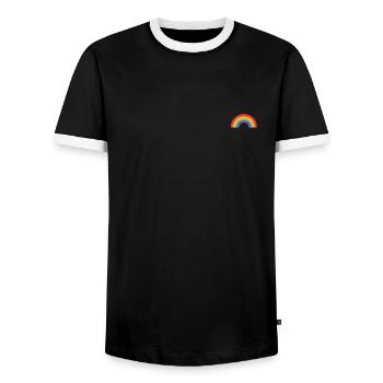 rainbow small - Men's Ringer Shirt - black/white - Front - AI Model Female 172 light (172cm) & AI Model Male 178 light (178cm)