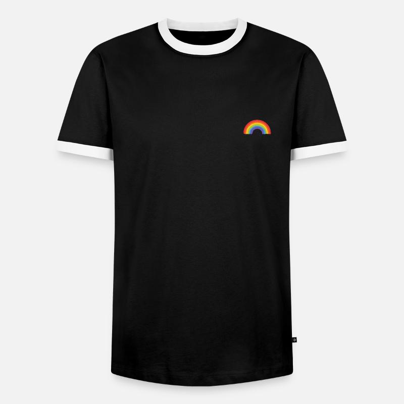 rainbow small - Men's Ringer Shirt - black/white
