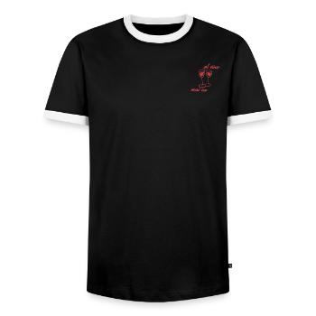 Al Vino Mai No - Männer Kontrast-T-Shirt - Schwarz/Weiß - Vorne - AI Model Female 172 light (172cm) & AI Model Male 178 light (178cm)
