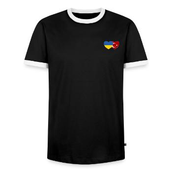 Drapeau de l’Ukraine et de la Turquie - T-shirt contrasté Homme - noir/blanc - Devant - AI Model Female 172 light (172cm) & AI Model Male 178 light (178cm)