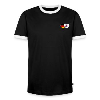 Allemagne Corée du Sud Drapeau Coeur - T-shirt contrasté Homme - noir/blanc - Devant - AI Model Female 172 light (172cm) & AI Model Male 178 light (178cm)