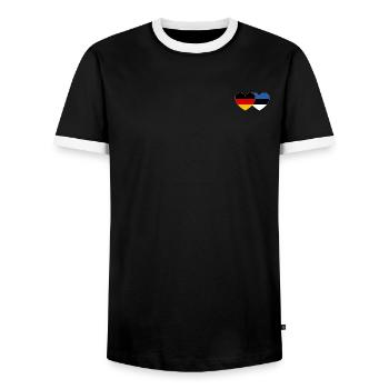 Allemagne Estonie Drapeau Coeur - T-shirt contrasté Homme - noir/blanc - Devant - AI Model Female 172 light (172cm) & AI Model Male 178 light (178cm)