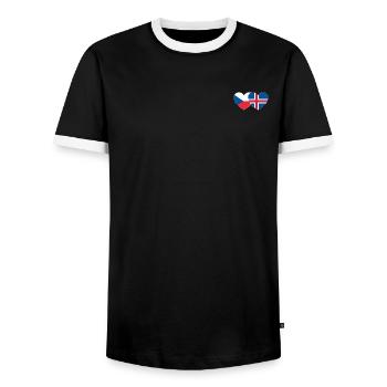 Tschechien Island Flagge Herz - Männer Kontrast-T-Shirt - Schwarz/Weiß - Vorne - AI Model Female 172 light (172cm) & AI Model Male 178 light (178cm)
