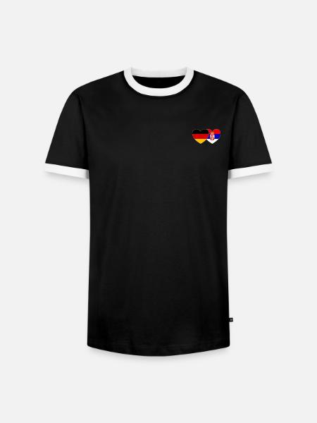 Deutschland Serbien Herz Flagge - Männer Kontrast-T-Shirt - Schwarz/Weiß
