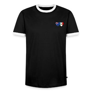 Australia Mexico Flag Heart - Men's Ringer Shirt - black/white - Front - AI Model Female 172 light (172cm) & AI Model Male 178 light (178cm)