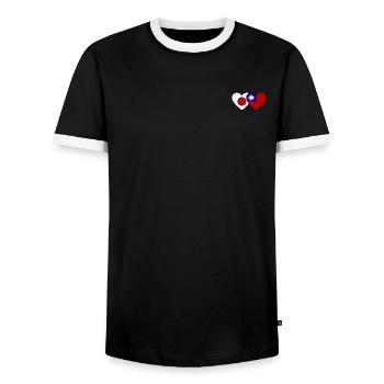 Japon Cœur de drapeau de Taïwan - T-shirt contrasté Homme - noir/blanc - Devant - AI Model Female 172 light (172cm) & AI Model Male 178 light (178cm)