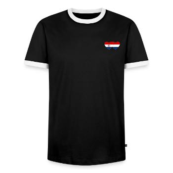 Paraguay Holland Heart Flag - Men's Ringer Shirt - black/white - Front - AI Model Female 172 light (172cm) & AI Model Male 178 light (178cm)