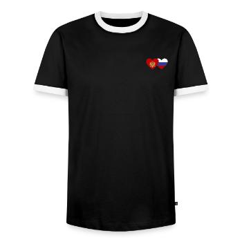 Montenegro Russland Flagge - Männer Kontrast-T-Shirt - Schwarz/Weiß - Vorne - AI Model Female 172 light (172cm) & AI Model Male 178 light (178cm)