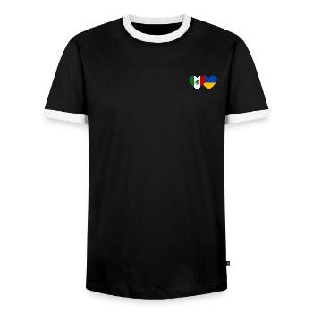 Mexique Ukraine Flag Heart - T-shirt contrasté Homme - noir/blanc - Devant - AI Model Female 172 light (172cm) & AI Model Male 178 light (178cm)