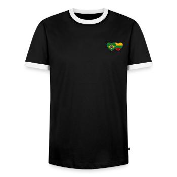 Brésil Lituanie Drapeau Coeur - T-shirt contrasté Homme - noir/blanc - Devant - AI Model Female 172 light (172cm) & AI Model Male 178 light (178cm)