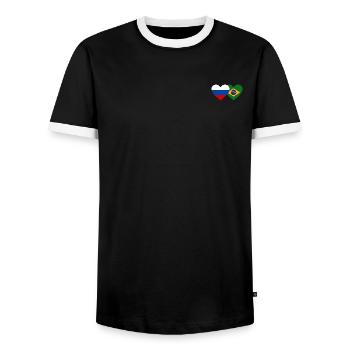 Drapeau de la Russie et du Brésil - T-shirt contrasté Homme - noir/blanc - Devant - AI Model Female 172 light (172cm) & AI Model Male 178 light (178cm)