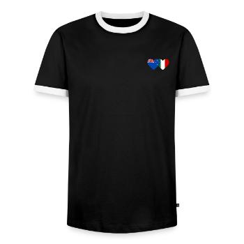 New Zealand Italy Flag Heart - Men's Ringer Shirt - black/white - Front - AI Model Female 172 light (172cm) & AI Model Male 178 light (178cm)