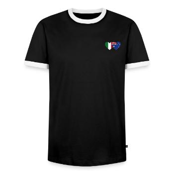 Italien Australien Flagge Herz - Männer Kontrast-T-Shirt - Schwarz/Weiß - Vorne - AI Model Female 172 light (172cm) & AI Model Male 178 light (178cm)