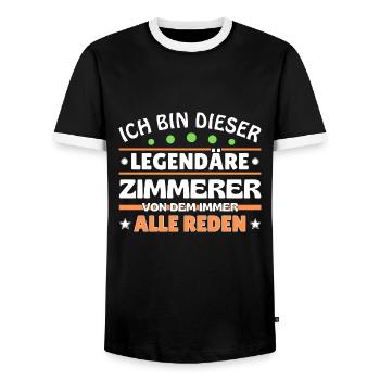 I'm this legendary carpenter - Men's Ringer Shirt - black/white - Front - AI Model Female 172 light (172cm) & AI Model Male 178 light (178cm)