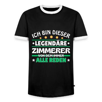 I'm this legendary carpenter - Men's Ringer Shirt - black/white - Front - AI Model Female 172 light (172cm) & AI Model Male 178 light (178cm)