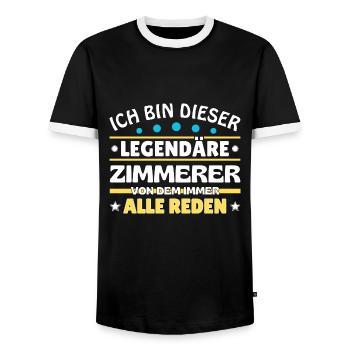 I'm this legendary carpenter - Men's Ringer Shirt - black/white - Front - AI Model Female 172 light (172cm) & AI Model Male 178 light (178cm)