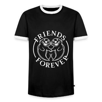 Deux phoques drôles sceaux amis pour toujours - T-shirt contrasté Homme - noir/blanc - Devant - AI Model Female 172 light (172cm) & AI Model Male 178 light (178cm)