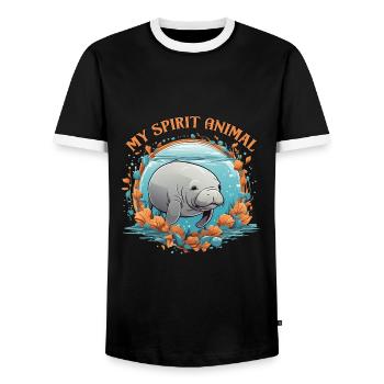 Dugong mein Spirit Animal ich liebe Manatees - Männer Kontrast-T-Shirt - Schwarz/Weiß - Vorne - AI Model Female 172 light (172cm) & AI Model Male 178 light (178cm)