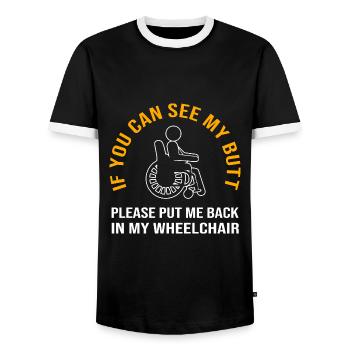 Rollstuhl - Männer Kontrast-T-Shirt - Schwarz/Weiß - Vorne - AI Model Female 172 light (172cm) & AI Model Male 178 light (178cm)