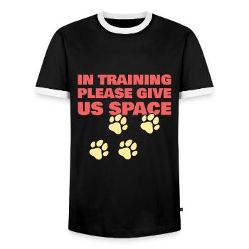 Funny Dog Trainer Agility Dog Training Give Us - Männer Kontrast-T-Shirt - Schwarz/Weiß - Vorne - AI Model Female 172 light (172cm) & AI Model Male 178 light (178cm)