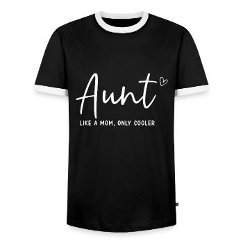 Aunt Like a Mom Only Cooler Heart Design - Men's Ringer Shirt - black/white - Front - AI Model Female 172 light (172cm) & AI Model Male 178 light (178cm)