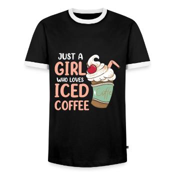 Just A Girl Who Loves Iced Coffee - Männer Kontrast-T-Shirt - Schwarz/Weiß - Vorne - AI Model Female 172 light (172cm) & AI Model Male 178 light (178cm)