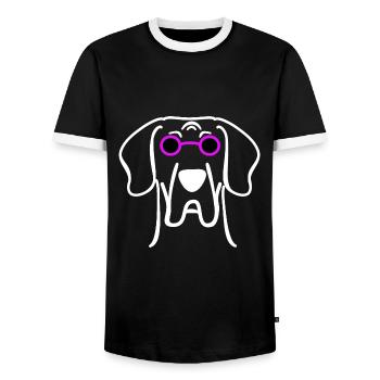 Cool Great Dane avec des lunettes de soleil - T-shirt contrasté Homme - noir/blanc - Devant - AI Model Female 172 light (172cm) & AI Model Male 178 light (178cm)